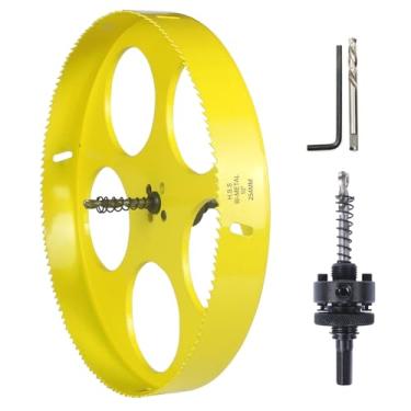 Imagem de JIECHENG Serra Copo De 10" Para Madeira, Metal Macio, Drywall, Gesso Cartonado E Compensado, Serra Copo Bimetálica De 254 Mm Com Mandril De Mandril