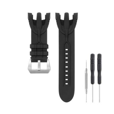 Imagem de SANDEIN Pulseira de relógio de 38 mm compatível com Invicta, pulseira de substituição de borracha de silicone macio para cronógrafo Invicta Venom Reserve (preto + fivela prata)