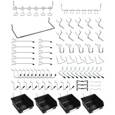 Imagem de Ganchos de Pegboard, com caixas, travas de pino, para organizar várias ferramentas, 131 peças, 60 dos quais são fechaduras