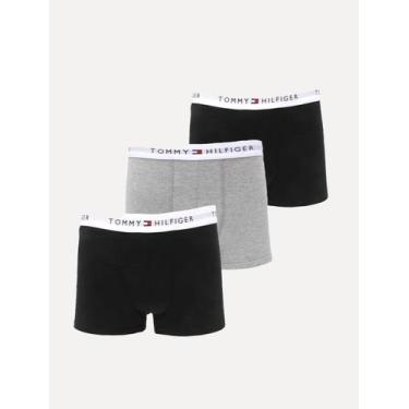 Imagem de Cueca Tommy Hilfiger Cotton Stretch Trunk Preta Cinza Mescla Pack 3UN,