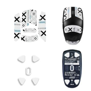 Imagem de NOUKAJU Fita adesiva para mouse com cobertura total para ASUS ROG Strix Impact III sem fio, fita antiderrapante para mouse, kit de atualização de mouse profissional autoadesivo resistente ao suor