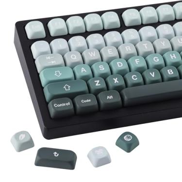 Imagem de Sunzit Teclas verdes gradientes de perfil MOA, 132 teclas minimalistas, personalizadas, 60, 65, 75, 100%, conjunto de teclas de sublimação de tinta para teclado mecânico Cherry Gateron MX Switchs