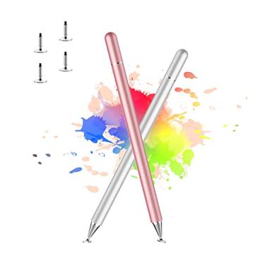 Imagem de Caneta Stylus para iPad, LUNTAK Stylus para Apple/iPhone/iPad Pro/Mini/Air/Android/Microsoft/Surface todas as telas sensíveis ao toque capacitivas universais com 4 pontas de substituição (2 peças, rosa e prata)