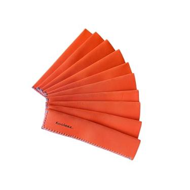 Imagem de Koverz Mangas para picolé Kooleez, capa de neoprene isolada para freezer Pop/Ice Pop, suportes para picolé para crianças, lavável e reutilizável, pacote com 10 laranja