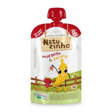 Imagem de Kit 4 unidades Natuzinho Papinha de Fruta Orgânica, Vários sabores, 99g cada, Sem Açúcar Adicionado, A Partir de 9 Meses (Morango e Banana)