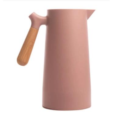 Imagem de Garrafa Térmica com Cabo de Madeira, 1 Litro, 24 cm x 12 cm, Rosa