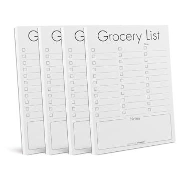 Imagem de Rainbam Magnetic Grocery List Notepad for Fridge, 4-Pack, 30 Pages Each, 4x5.5 inches, 80GSM Paper (Simple)