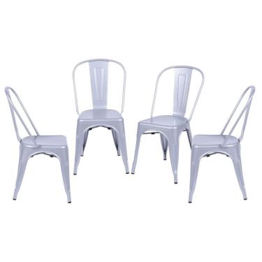 Imagem de Kit 4 Cadeiras para Sala de Jantar Retrô Cinza