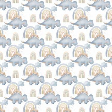 Imagem de Papel De Parede Adesivo Infantil Azul Menino Dinossauro 12m