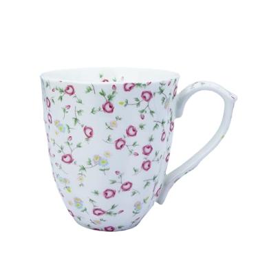 Imagem de Yaparhill Caneca de café de 400 ml Bone China Caneca floral de osso caneca de café fofa xícara de chá para mulheres mãe amiga (rosa pequena)