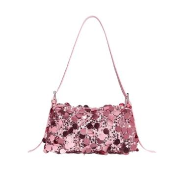 Imagem de MakeMeChic Bolsas de ombro femininas com glitter Y2K Party Club Bolsas médias, rosa, One Size