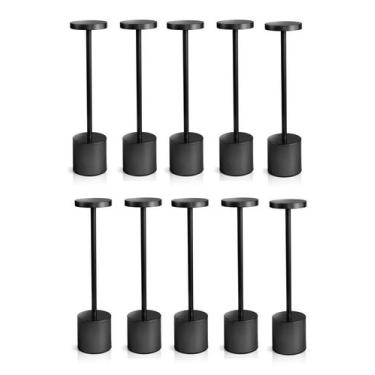 Imagem de Kit 10 Luminárias de Mesa Candeeiro Led Preto Sem Fio Tutto Home Recar