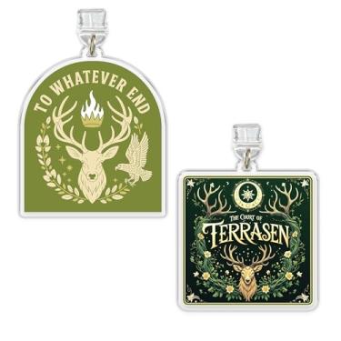 Imagem de Conjunto de 2 peças The Court Of Terrasen, To Whatever End Kindle Charms, plugue antipoeira 1,5 polegadas ACOTAR, TOG, clube do livro, fantasia, relâmpago de cervo / acessórios de material acrílico