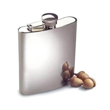 Imagem de Cantil Porta Bebida de Bolso 230ml Aço Inox, Bebidas Whisky Vodka, Prata e Preto (Prata, 230ml)