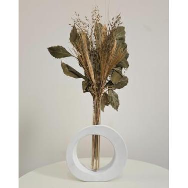 Imagem de Arranjo De Flores Secas Decorativo Vaso Solitário Redondo