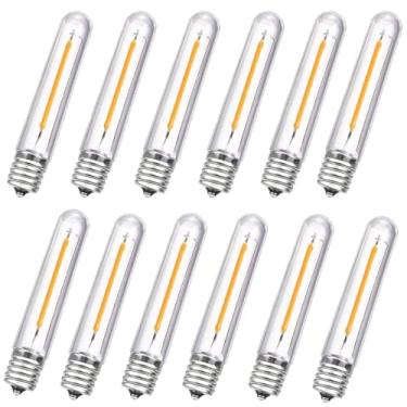 Imagem de Pacote com 12 lâmpadas LED de substituição T13, lâmpadas de LED E12 para cordão de luzes de pátio externo S14, lâmpadas reguláveis de 0,6 W, branco quente de 2700 K, à prova d'água inquebrável