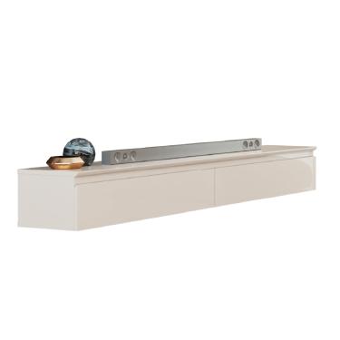 Imagem de Rack Suspenso Para Painel ou TV até 55 Polegadas 2 Gavetas 1,35m Aspen Off White EDN