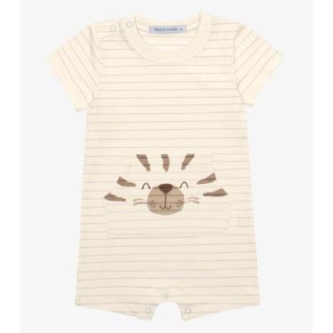 Imagem de Macaquinho Infantil Cotton Listrado Trick Nick Bege, Bege, 3
