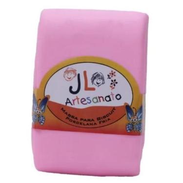 Imagem de kit 02 Massas de Biscuit JL Artesanato Colorida ou Branca 90g, Rosa