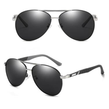 Imagem de VFDHN Óculos de sol da moda polarizados masculinos fotocrômicos UV400 (MP091 preto e prata)