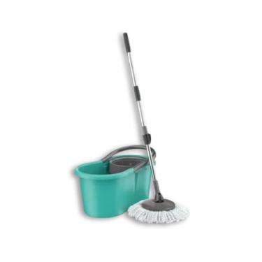 Imagem de Esfregão Giratório com Balde e Cabo Ajustável – Rotação 360º | Faxina Sem Esforço para Todos os Tipos de Piso