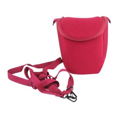 Imagem de FVDPWYE Estojo para câmera fotográfica, bolsa pequena, profissional, resistente à água, neoprene, compacto, estojo para câmera pequena, para presente, Vermelho