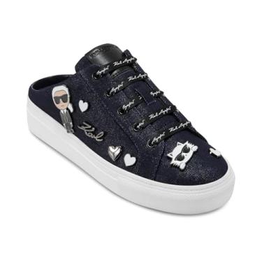 Imagem de KARL LAGERFELD Palmilha feminina acolchoada para uso diário Cambria-Tênis Mule, Azul-marinho escuro, 41