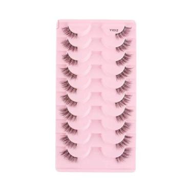 Imagem de Cílios Postiços Naturais Longos E Fluffy 3D Mink Cat Eye 10 Pares Feit