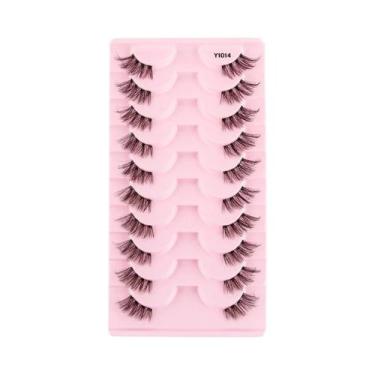 Imagem de Cílios Postiços Naturais Longos E Fluffy 3D Mink Cat Eye 10 Pares Feit