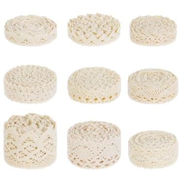 Imagem de Fita de renda bege de 25 metros, acabamento de renda de algodão, 9 estilos de acabamento de renda para costura, fita boho vintage para artesanato de costura faça você mesmo, decoração de casamento