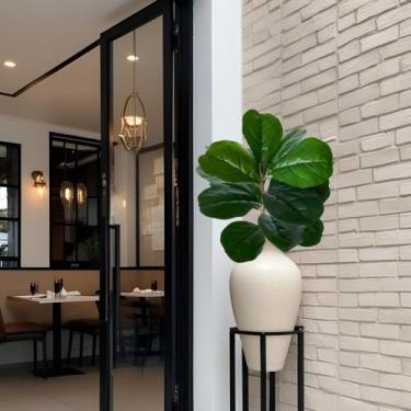 Imagem de 3 Planta Artificiais Ficus Lyrata com 15 Folhas Realistas e Flexíveis 