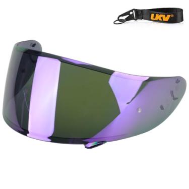 Imagem de LKV Substituição de viseira RF-1200 RF 1200 - CWR-1 Viseira de capacete de motocicleta proteção UV protetor facial compatível com RF-1200 CWR-1 X14 Z7 X-Spirit (cromo roxo)