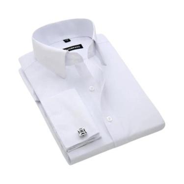 Imagem de Camisa Social Masculina Slim Fit De Manga Longa Em Cor Sólida Com Punh