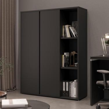 Imagem de Estante Livreiro Alta Com 9 Prateleiras E 2 Portas Tundra - Preto