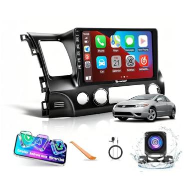 Imagem de Leitor multimídia estéreo Android 10 Autoradio para navegação veicular, rádio GPS, tela sensível ao toque 2.5D para Honda Civic 2004-2011