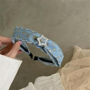 Imagem de Grampos de cabelo de cristal com laço de brim fofos grampos de bico de pato strass grampos de cabelo femininos presilhas acessórios de cabelo