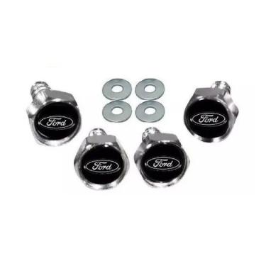 Imagem de Parafusos De Placa Logomarca Emblema Ford Preto e Prata