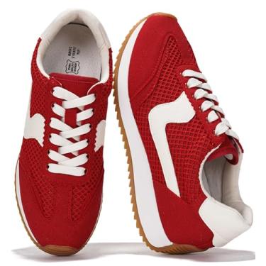 Imagem de Project Cloud Tênis feminino leve com cadarço com palmilhas de espuma viscoelástica – Sapatos femininos modernos – Tênis feminino antiderrapante e confortável (Madison), Vermelho, 34