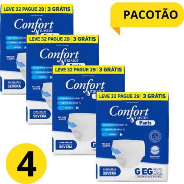 Imagem de KIT 4 PCT Fralda Calça Geriátrica Confort Master Pants C 32 Unidades P