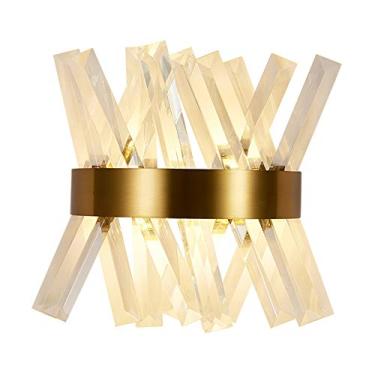 Imagem de Luminária de parede de cristal dourado de alta qualidade da moda, hotel, villa, sala de estar, quarto, estudo, corredor, ferragens, luminária de parede de ferro forjado, ouro 6