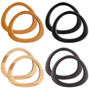 Imagem de Aemygo 8 peças de alça de bolsa de madeira, alças em forma de D, alças de mão de madeira, suprimentos para confecção de bolsas, alça decorativa boho para bolsas de praia de palha de crochê