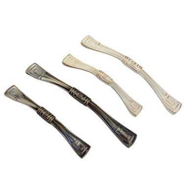 Imagem de CXYFQUUK Alça de bronze marfim de liga de zinco para móveis, armários de cozinha, gaveta, guarda-roupa, armário, cômoda, refrigerador de vinho, 2 peças (marfim 128 mm)