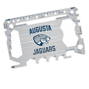 Imagem de Augusta University Cartão multiferramentas de bolso 46 em 1 com régua em polegadas – Ferramenta de sobrevivência EDC carteira com chaves de fenda, chaves, abridor de garrafa e lata, cortador de fio