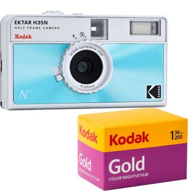 Imagem de Câmera analógica compacta 35mm Kodak Ektar H35N (AZUL) + Filme Kodak Gold 36 poses