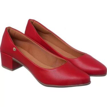 Imagem de sapato feminino  scarpin salto baixo n35 vermelho - zinzen