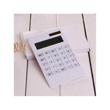 Imagem de Calculadora De Mesa Branca Ultra Fina Com 12 Dígitos Energia Solar Com