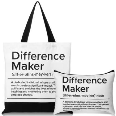 Imagem de Paterr 2 peças de bolsa para fazer diferenças, presentes para mulheres, presentes de agradecimento de esquema preto e branco para funcionários de funcionários, mulheres, férias, Natal, meias