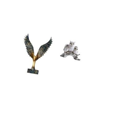 Imagem de Fenteer Escultura Elegante de Asa de em Resina, Ornamento Decorativo de Feng Shui, Estatueta Animal Moderna para Sala de Estar, Escritório, Mesa, Armár