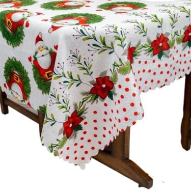 Imagem de Toalha de mesa de Natal em tecido Oxford, com estampas festivas e cores sazonais para melhorar o ambiente da sua sala de jantar.(COR 02,3,50M X 1,40M)