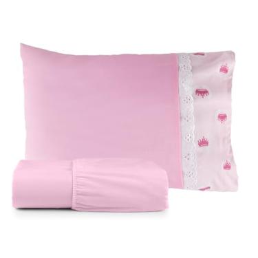 Imagem de Jogo de Lençol Mini Berço, (Coroa Rosa)